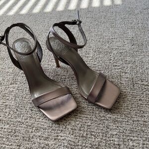 Vince Camuto Saprenda Metallic Square-Toe Ankle-Strap Heels